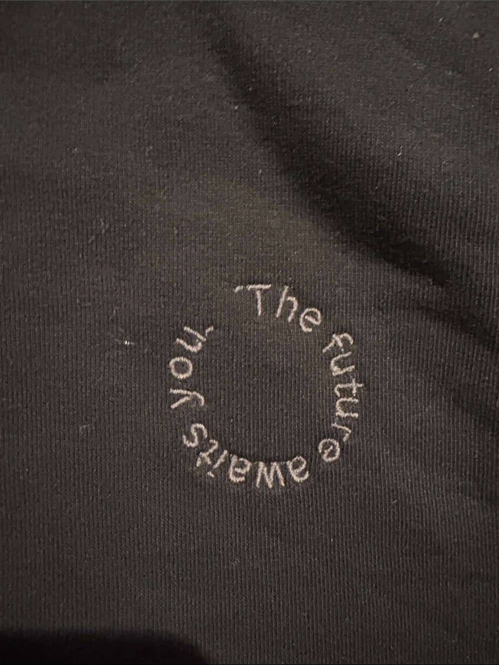 Zara Black Crewneck Sweater with Circular White Embroidery